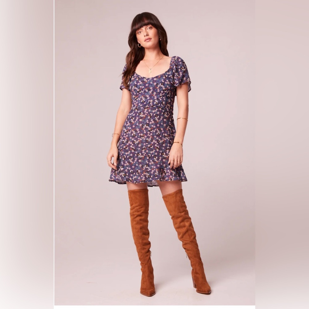 Band of the Free Coraline Purple Floral Crossover Mini Dress - Picture 1 of 3